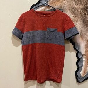 American Eagle Active Flex Tee Mens XS Heather‎ Red Gray Striped Preppy Casual